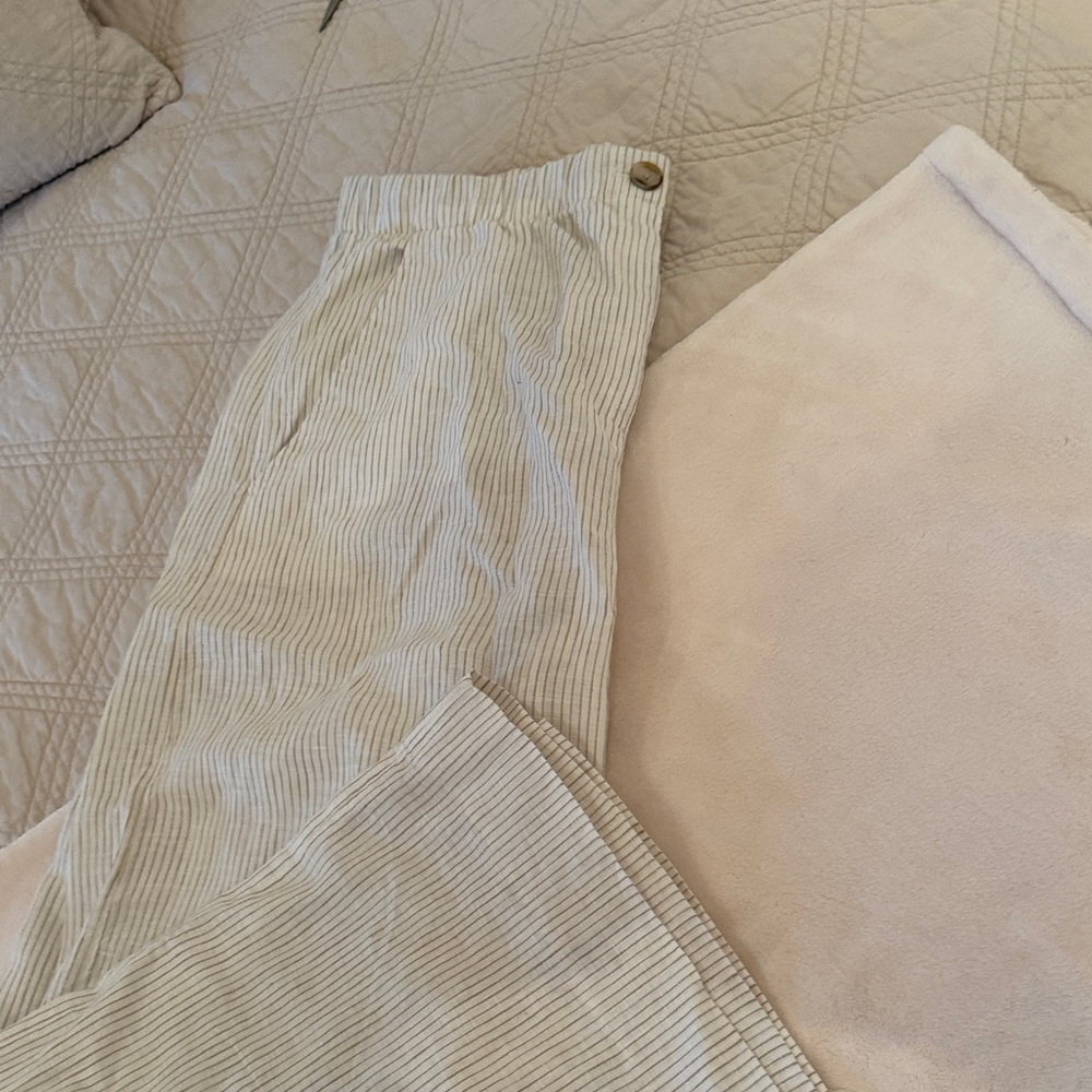 Banana Republic Cream Striped Wide Leg Pants